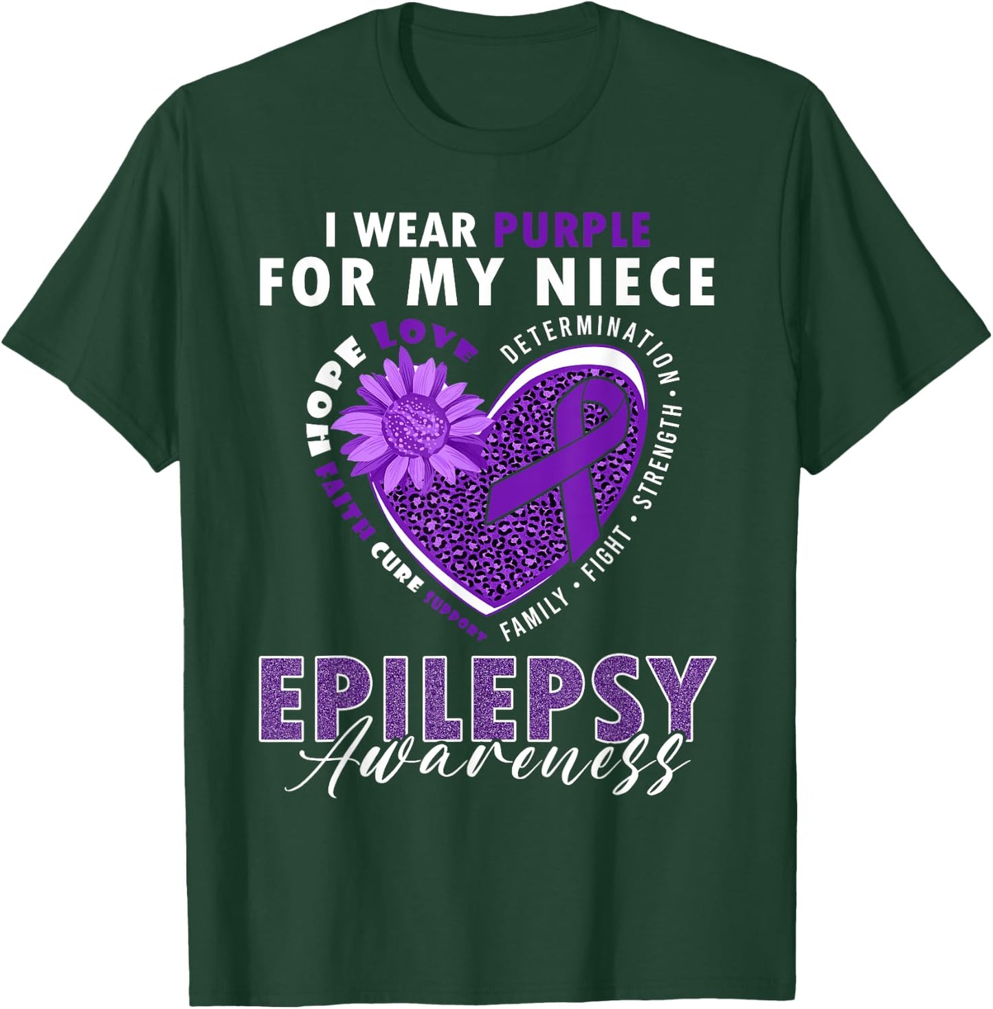 I Wear Purple For My Niece Epilepsy Awareness Supporter T-Shirt - T-Shirt | Forest