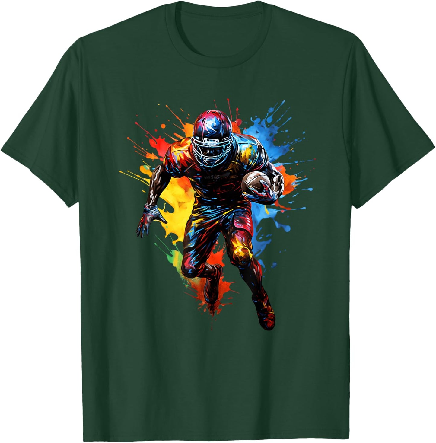 American Football Player Paint T-Shirt - T-Shirt | Forest