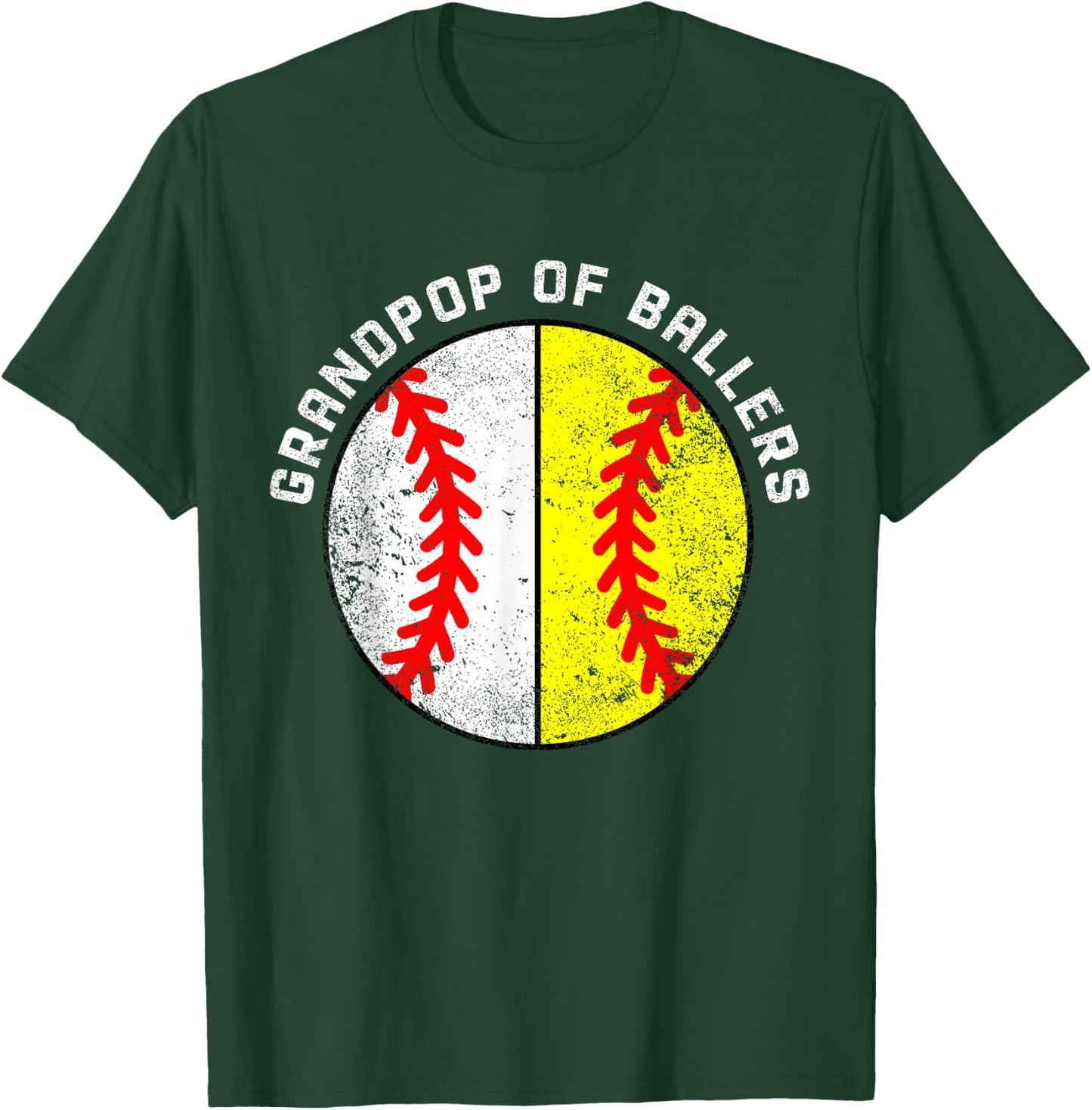 Grandpop Of Ballers Funny Baseball Softball Grandpop T-Shirt - T-Shirt | Forest