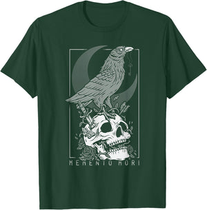 Memento Mori Crow Skull Moon T-Shirt - T-Shirt | Forest