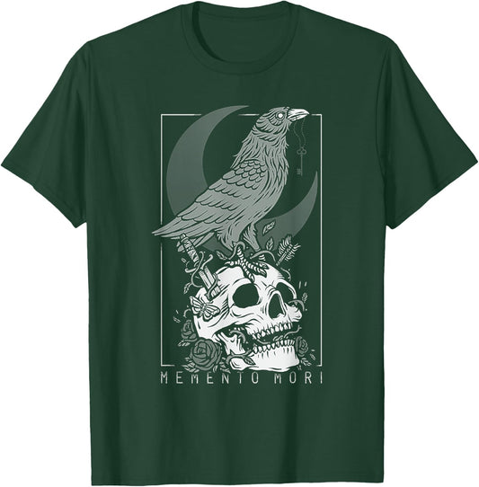 Memento Mori Crow Skull Moon T-Shirt - T-Shirt | Forest