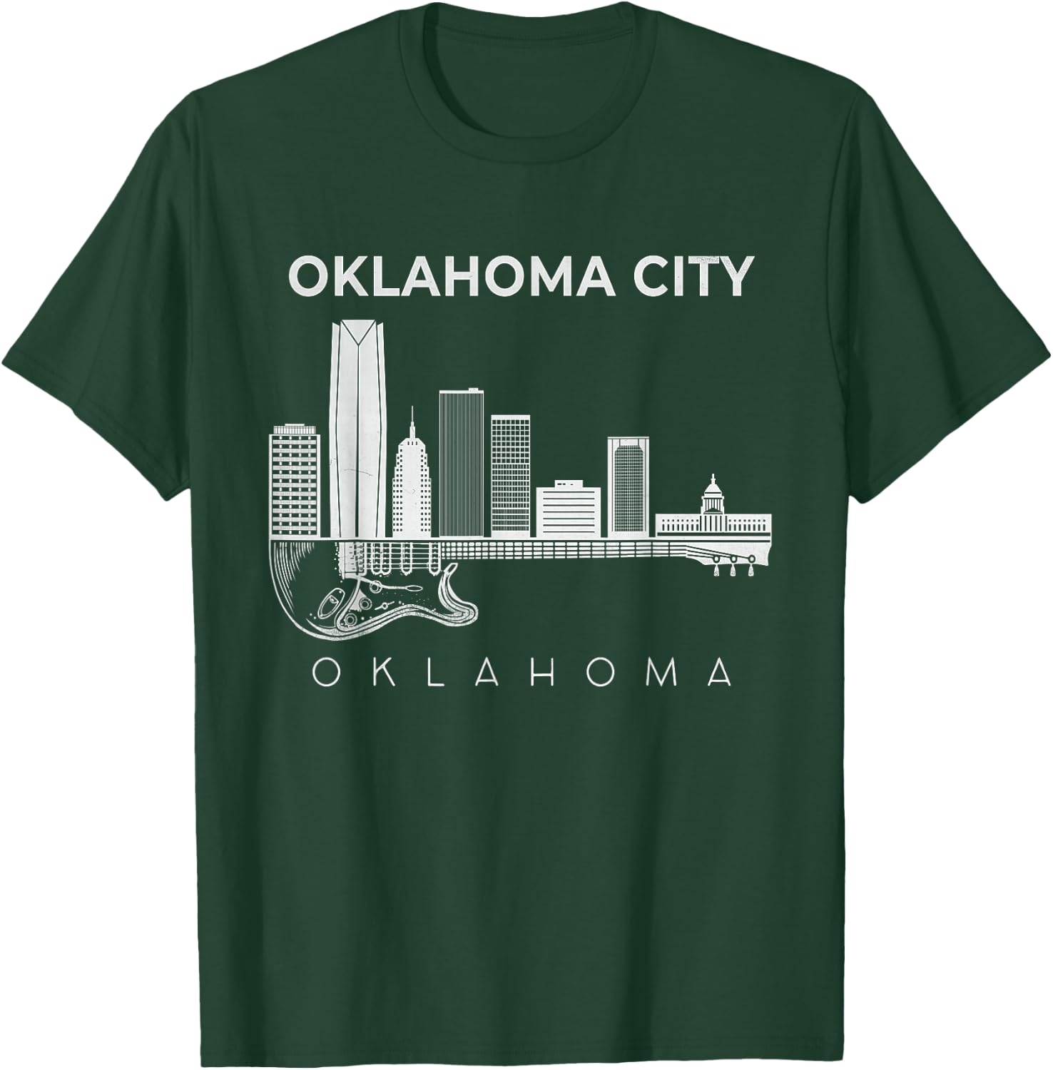 Oklahoma Souvenir Men Music Guitar Souvenir Oklahoma City T-Shirt - T-Shirt | Forest