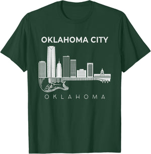 Oklahoma Souvenir Men Music Guitar Souvenir Oklahoma City T-Shirt - T-Shirt | Forest