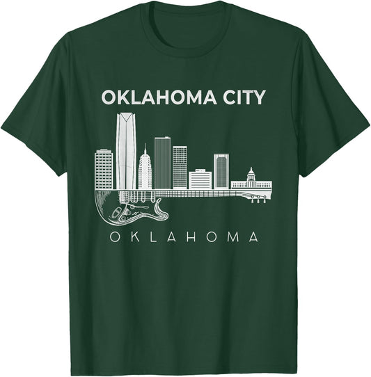 Oklahoma Souvenir Men Music Guitar Souvenir Oklahoma City T-Shirt - T-Shirt | Forest