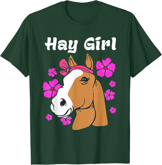 Hay Girl Floral Horse Horse T-Shirt - T-Shirt | Forest