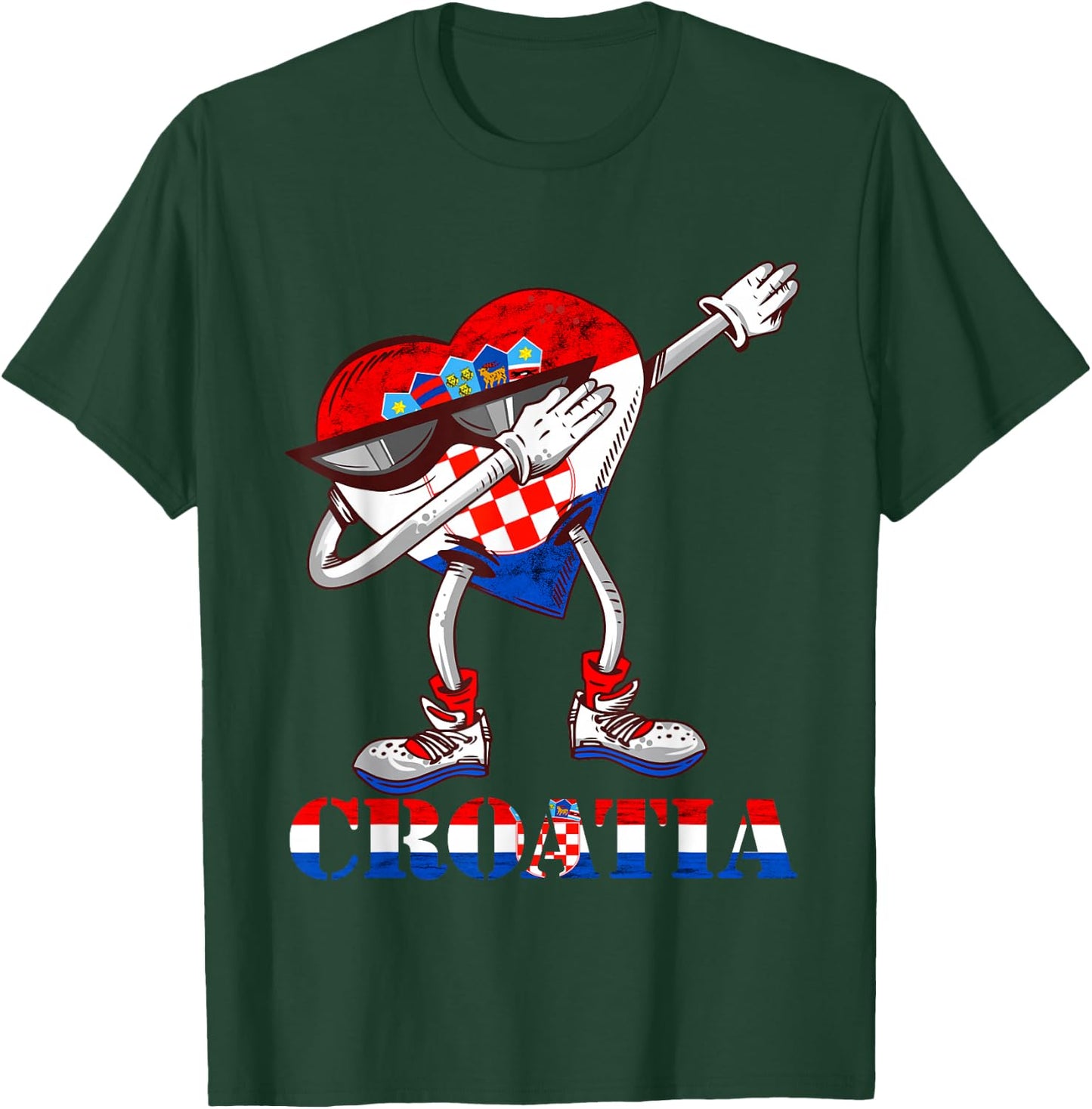 Dabbing Heart Croatian Flag Hrvatska Croatian Roots Croatia T-Shirt - T-Shirt | Forest
