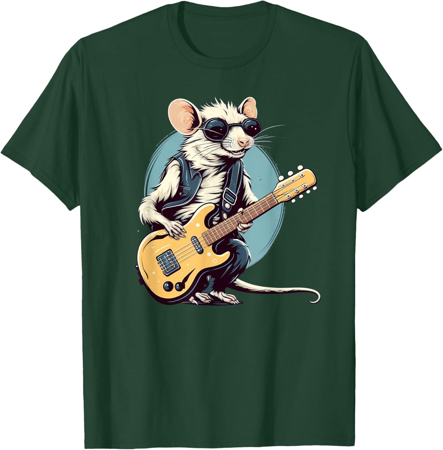 Funny Punk Rocker Rat with electric Guitar Costume T-Shirt - T-Shirt | Forest