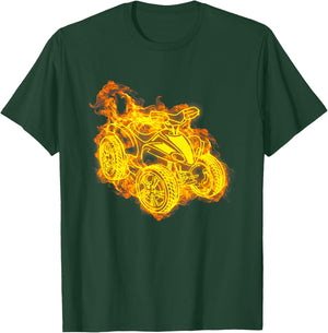 Fire Four Wheeler Quad Bike Flames Quad Biker T-Shirt - T-Shirt | Forest