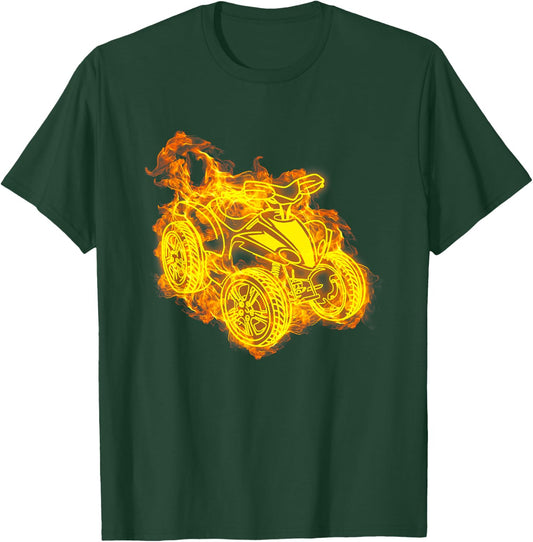 Fire Four Wheeler Quad Bike Flames Quad Biker T-Shirt - T-Shirt | Forest