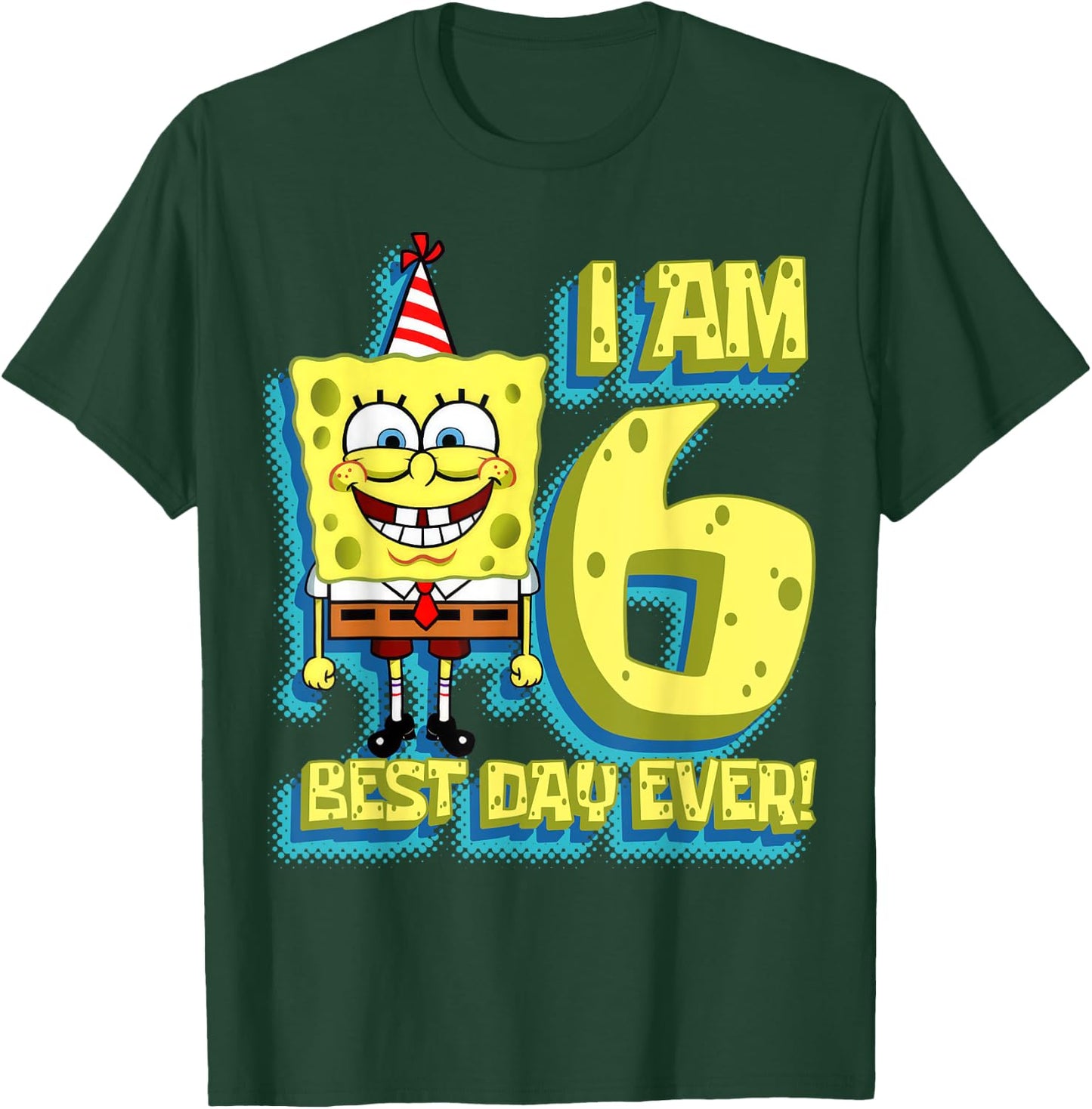 Mademark x SpongeBob SquarePants - SpongeBob SquarePants Birthday I am 6 Best Day Ever T-Shirt - T-Shirt | Forest