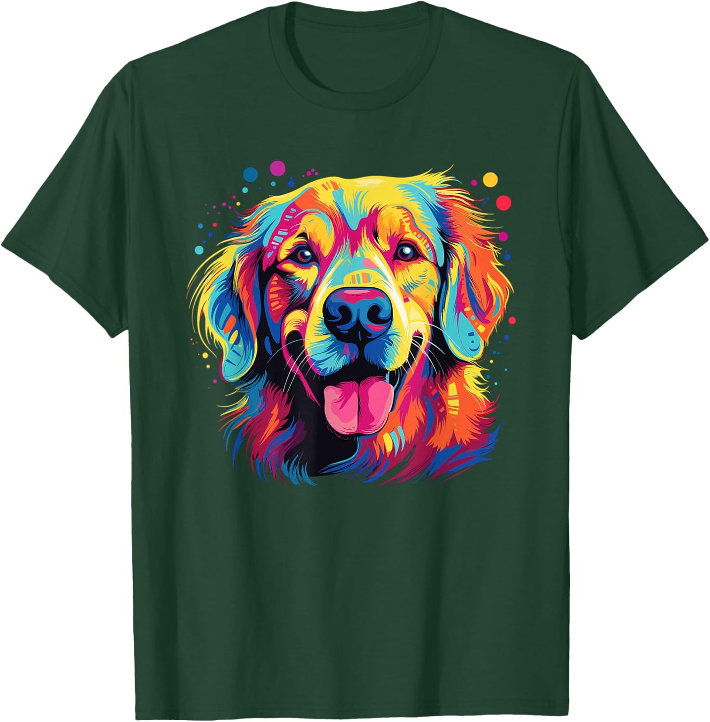 Watercolor Colorful Golden Retriever Dog Women Girls Kids T-Shirt - T-Shirt | Forest