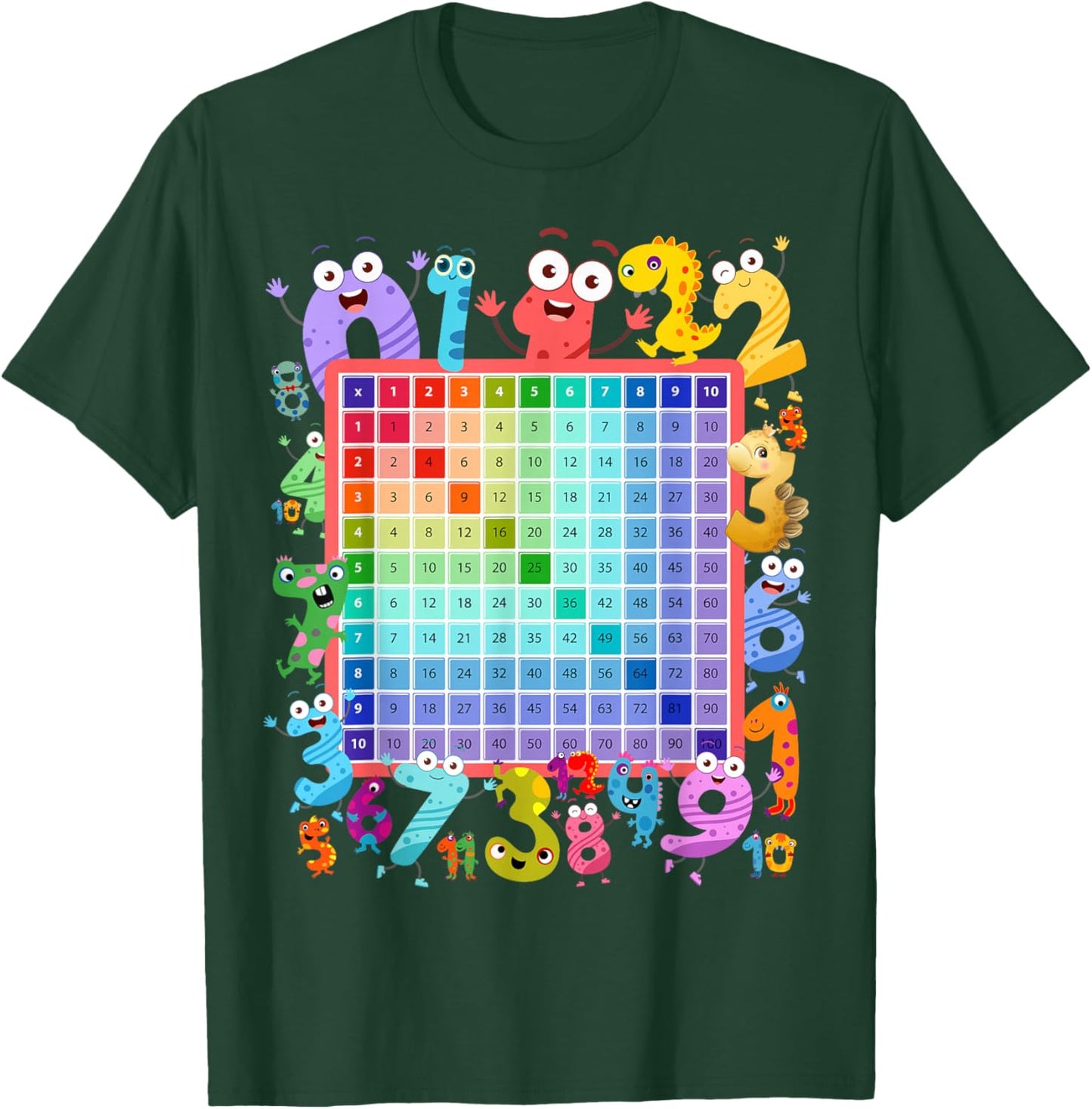 Dinosaur Numbers Idea for Kids & Dino Multiplication Square T-Shirt - T-Shirt | Forest