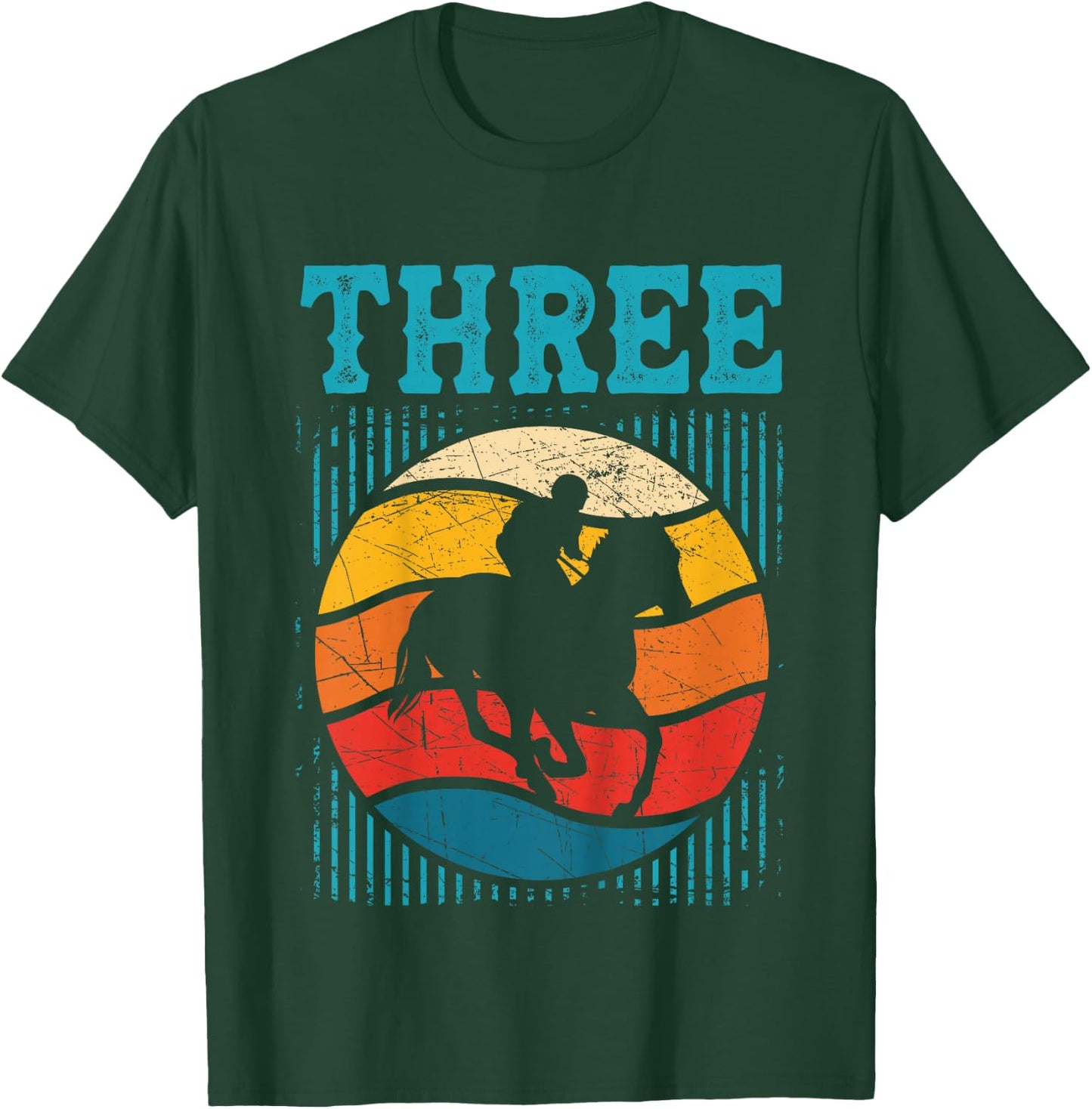 Kids 3rd Birthday Horse Rider Fan 3 Years old Girls Boys Kids T-Shirt - T-Shirt | Forest