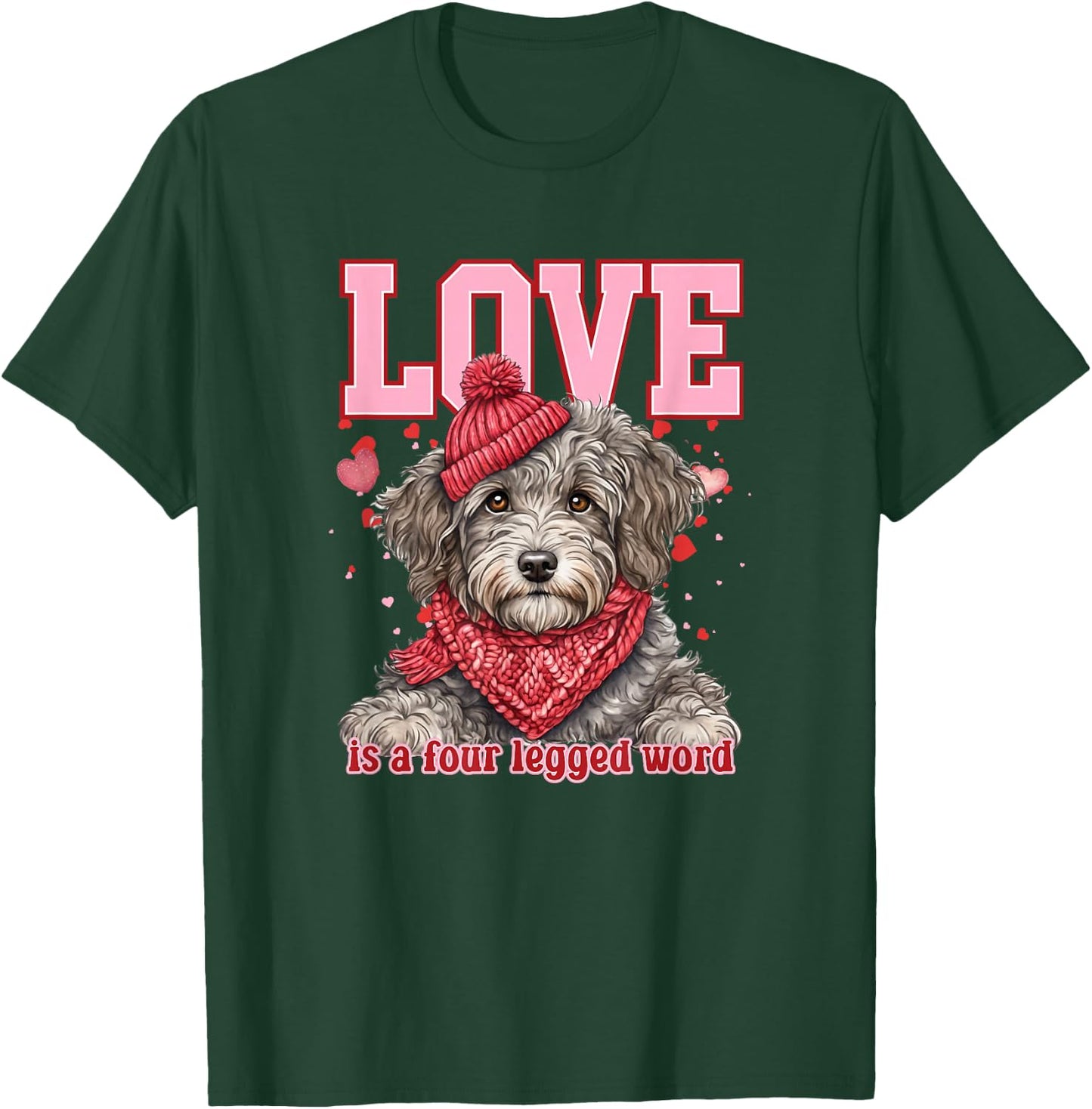Aussie Doodle Valentine Four-Legged Affection T-Shirt - T-Shirt | Forest