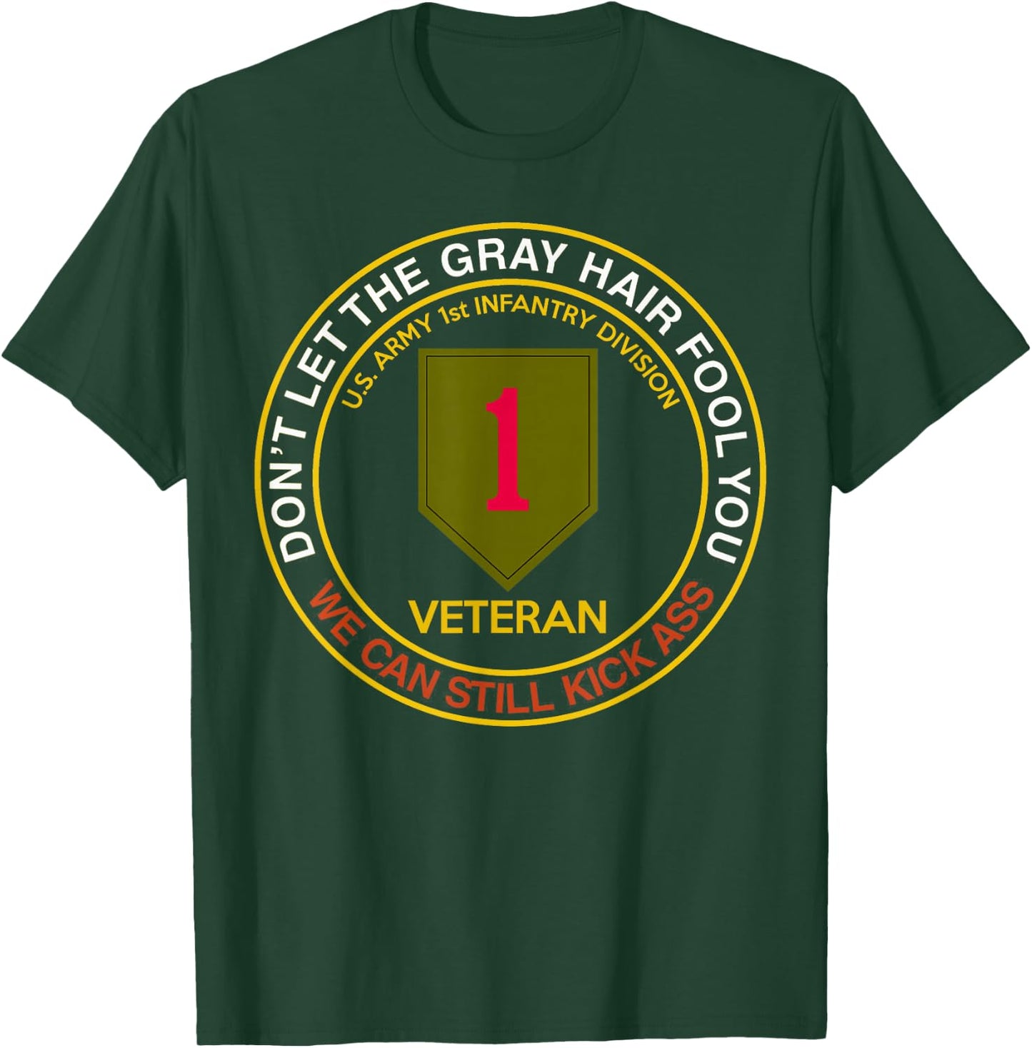 US Army 1st Infantry Division Veteran - Men's Black Cotton Classic Fit Short Sleeve - Perfect for 1st Infantry Division Veterans, Military Enthusiasts - Size Small T-Shirt - T-Shirt | Forest