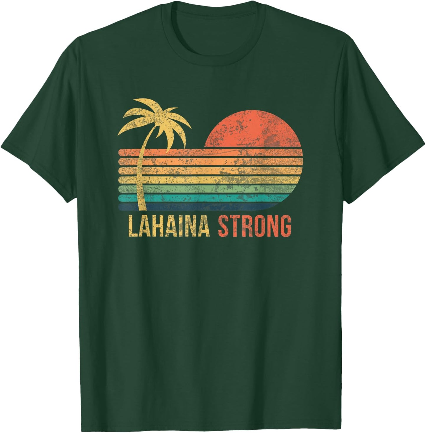 Lahaina Strong Palm Tree and Sunset T-Shirt - T-Shirt | Forest