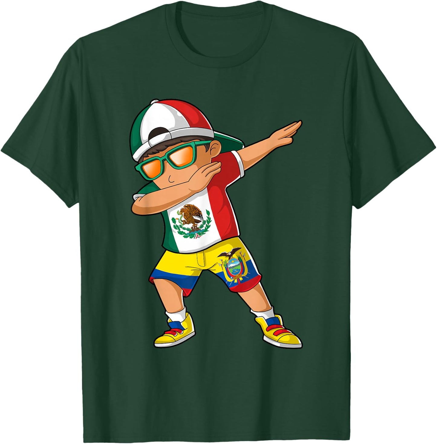 Half Mexican Half Ecuadorian Boy Mexico Ecuador Flag T-Shirt - T-Shirt | Forest