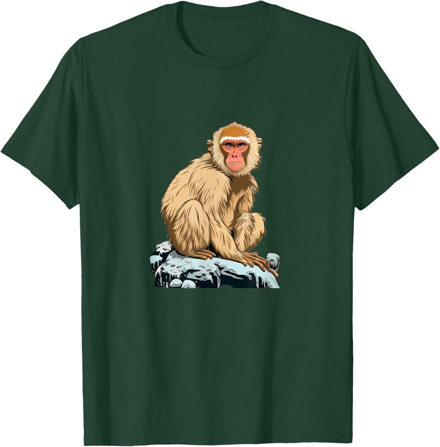 Funny cute japanese Monkey loves Snow T-Shirt - T-Shirt | Forest