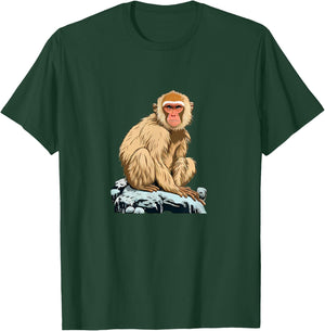 Funny cute japanese Monkey loves Snow T-Shirt - T-Shirt | Forest
