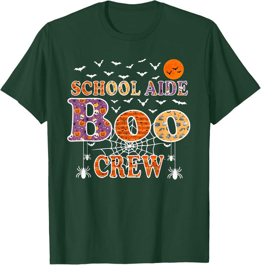 School Aide Boo Crew Shirt Funny Halloween Teacher T-Shirt - T-Shirt | Forest