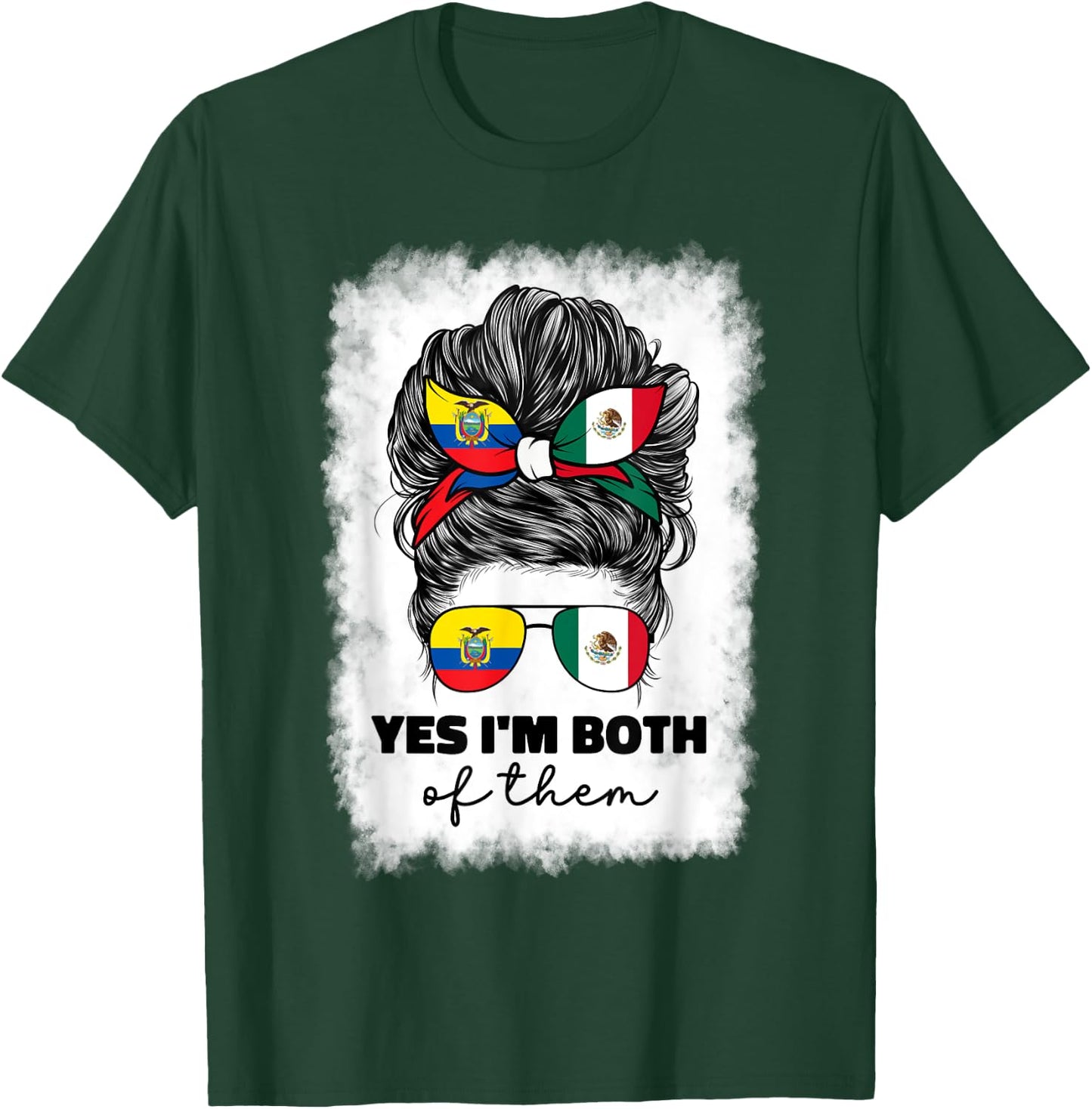 Half Mexican And Ecuadorian Mexico Ecuador Flag Girl Women T-Shirt - T-Shirt | Forest