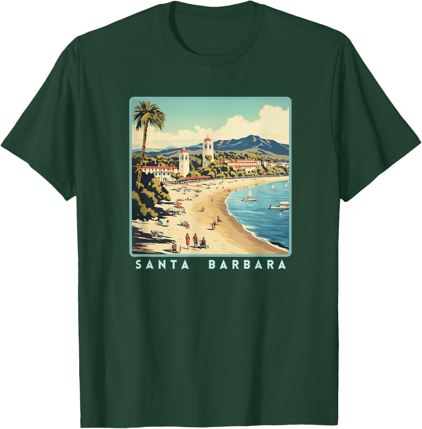 Retro Santa Barbara T-Shirt - T-Shirt | Forest