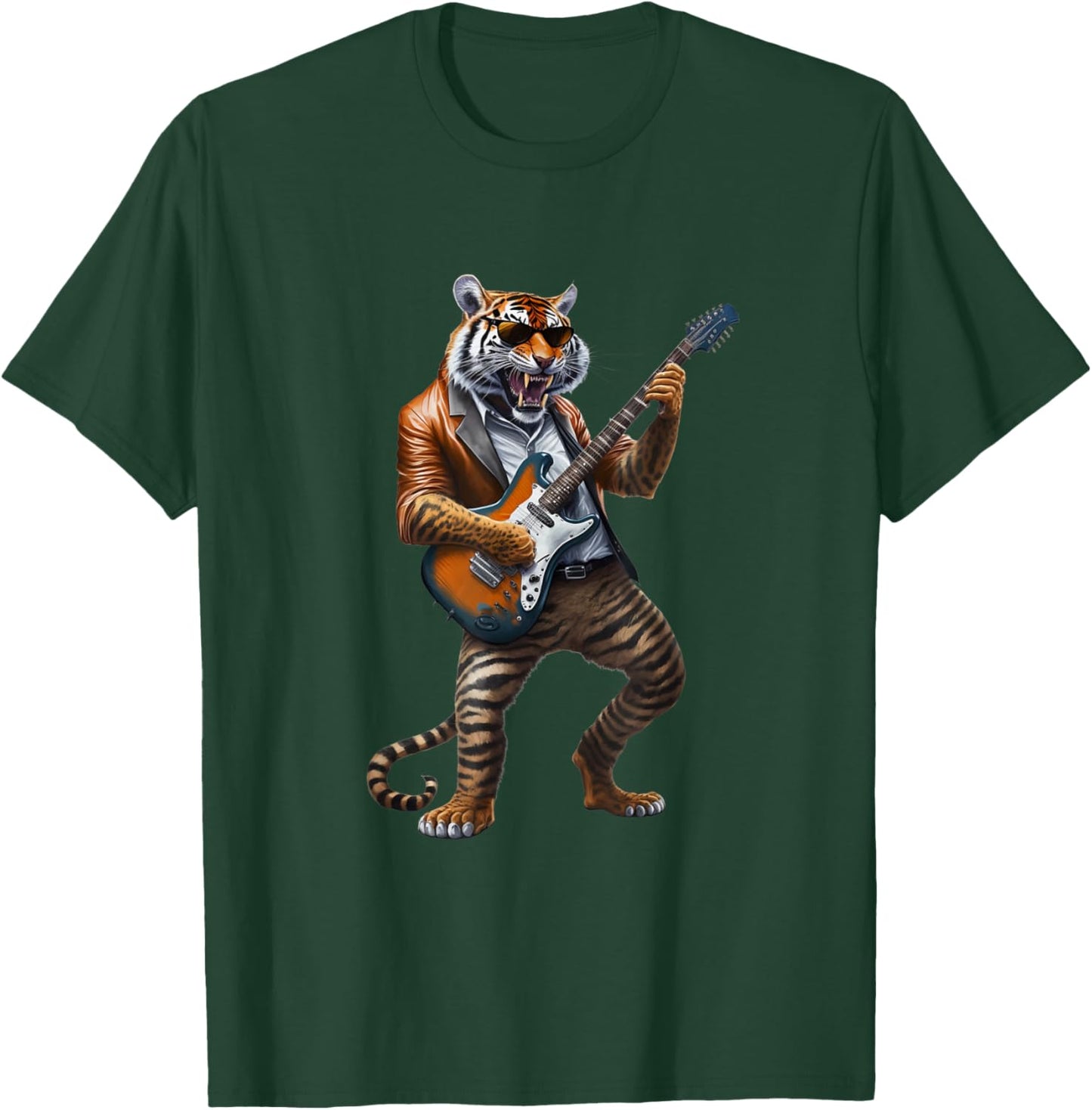Animal Tiger Lover Guitar - Tiger Playing Electric Guitar T-Shirt - T-Shirt | Forest