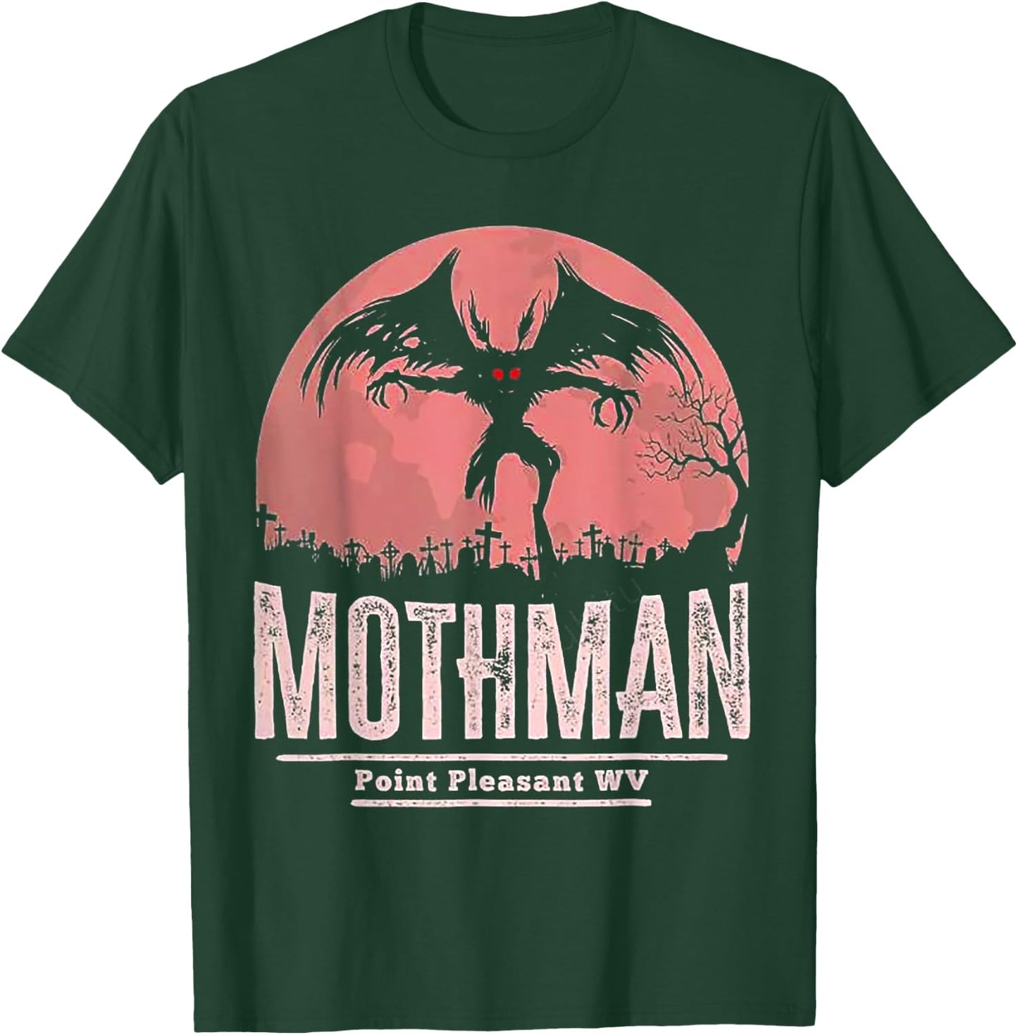 Funny Mothman Cryptid Point Pleasant WV - Kids Black Cotton Blend Classic Fit Short Sleeve - Small T-Shirt - T-Shirt | Forest
