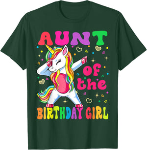 Aunt of the Birthday Princess Girl Dabbing Unicorn T-Shirt - T-Shirt | Forest