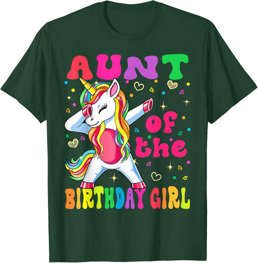 Aunt of the Birthday Princess Girl Dabbing Unicorn T-Shirt - T-Shirt | Forest
