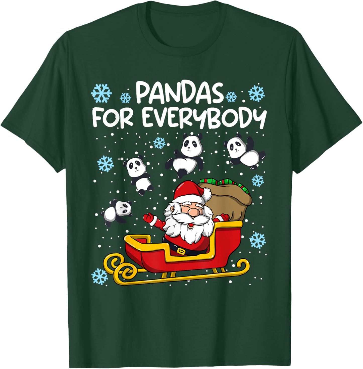Pandas for Everybody Santa Sled Funny Christmas Panda Bear T-Shirt - T-Shirt | Forest