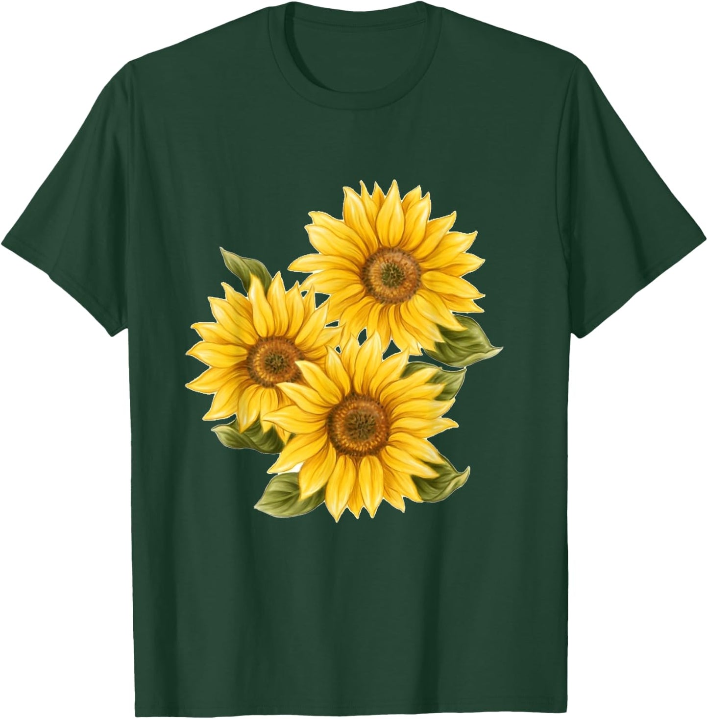 Yellow Sunflower Floral Watercolor Positivity Cute Painting T-Shirt - T-Shirt | Forest