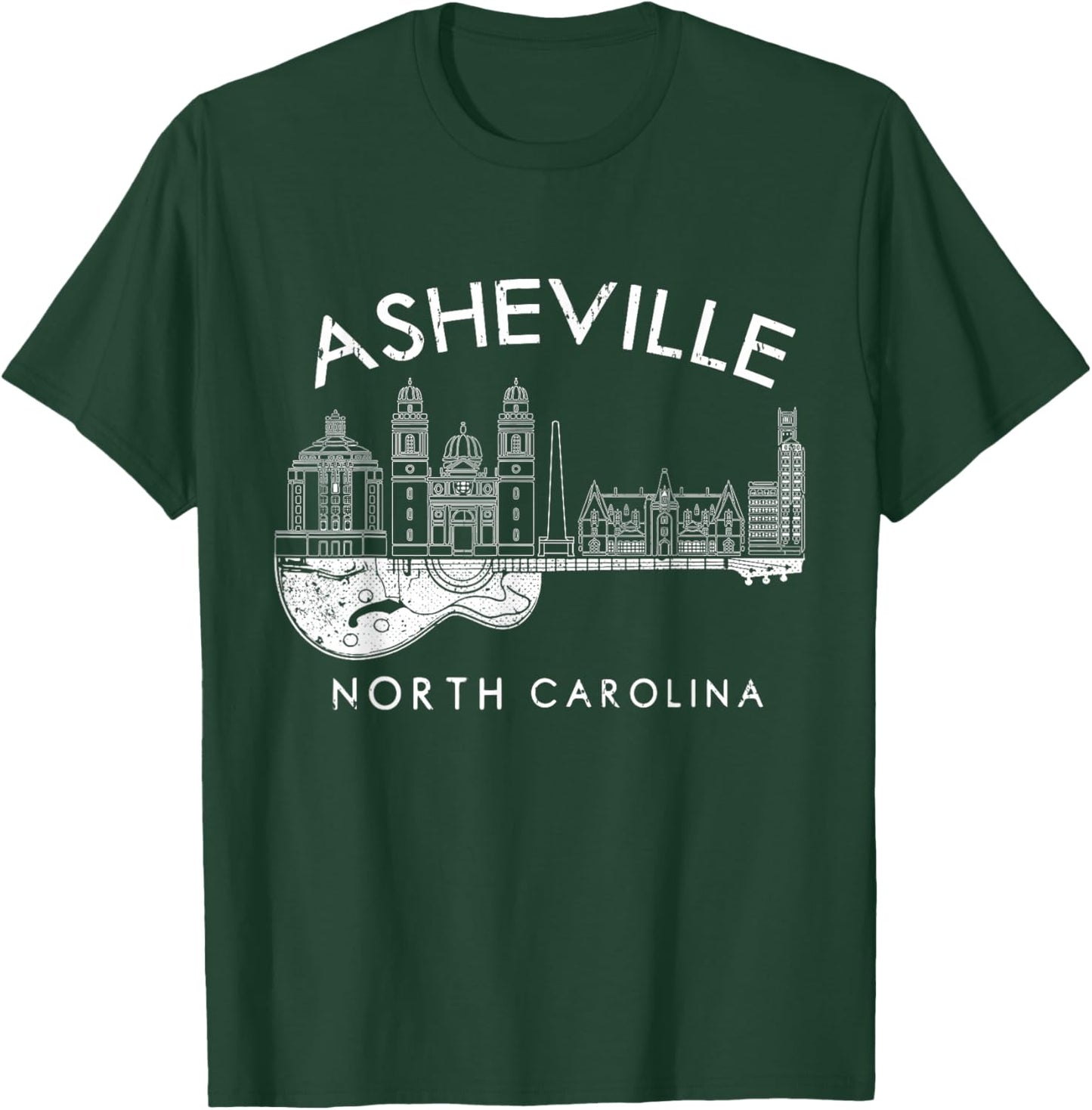 Asheville Souvenir Men North Carolina Lover Music Guitar T-Shirt - T-Shirt | Forest