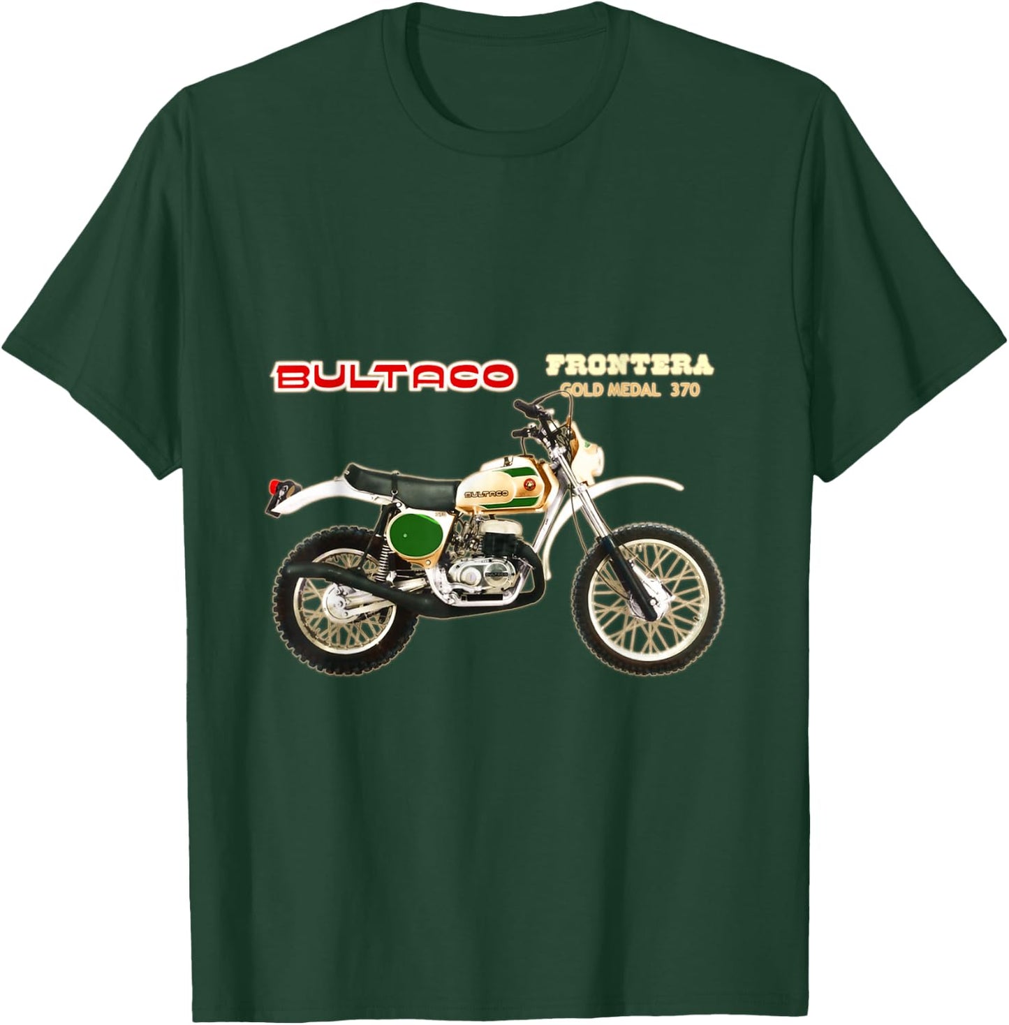 Classic Bultaco Motorcycle Frontera Gold Medal 350 Biker T-Shirt - T-Shirt | Forest
