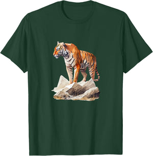 Majestic Tiger on Rocks Polygon Poly Art Tiger Lovers T-Shirt - T-Shirt | Forest