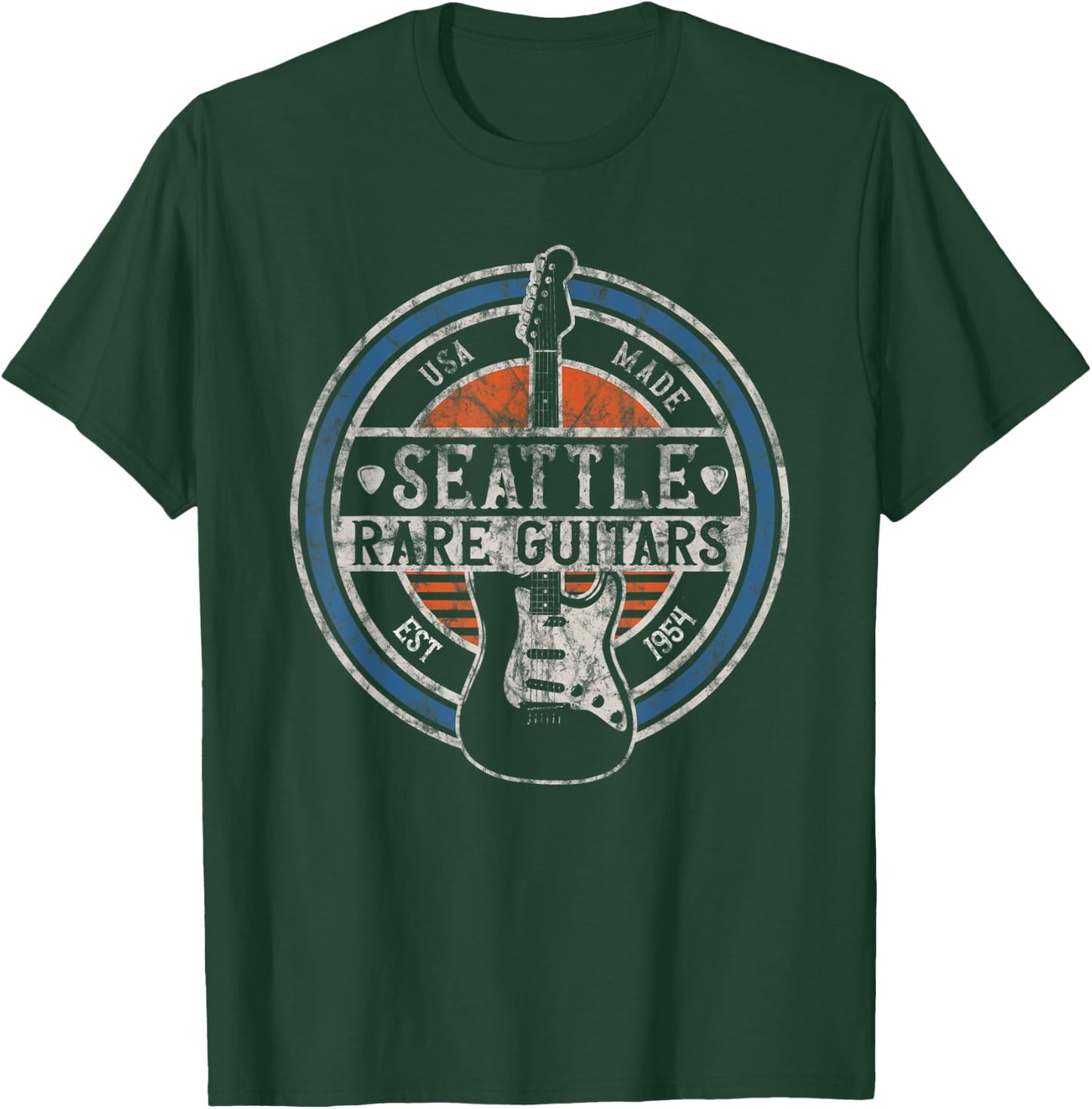 Vintage Seattle Rock and Roll Guitar Player Souvenirs T-Shirt - T-Shirt | Forest