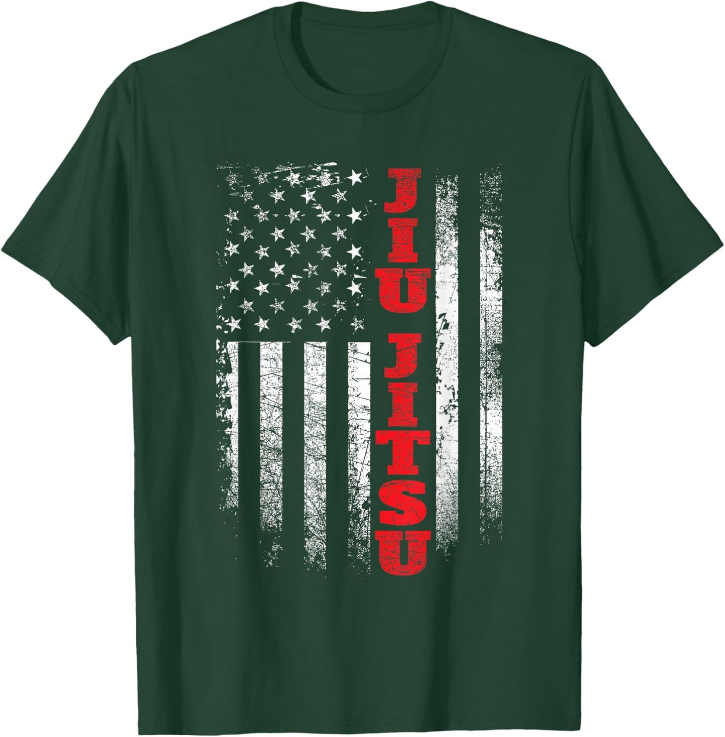 Jiu Jitsu - USA American Flag Martial Arts Ground Fighting T-Shirt - T-Shirt | Forest