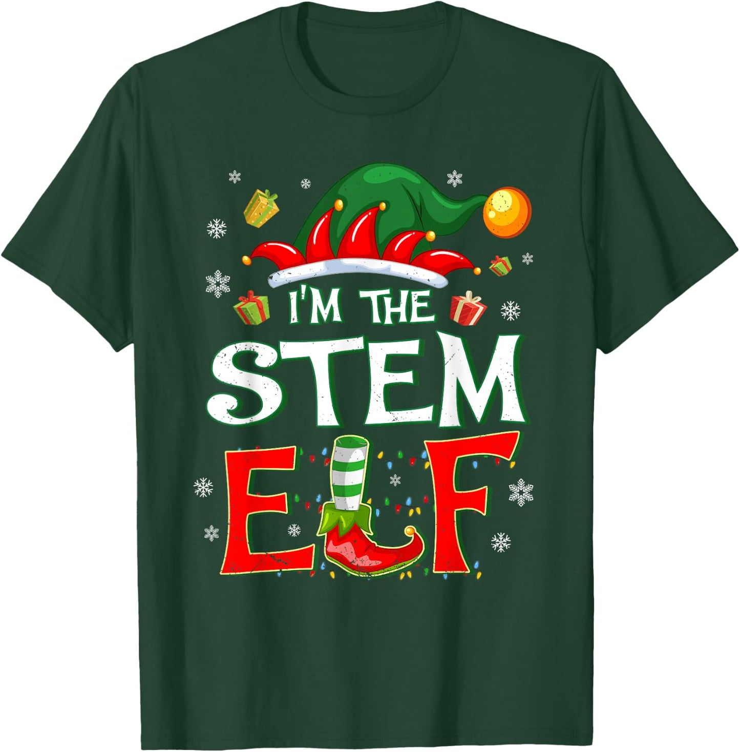 Im The STEM Elf Fun Christmas STEM Teacher Men Women Kids T-Shirt - T-Shirt | Forest