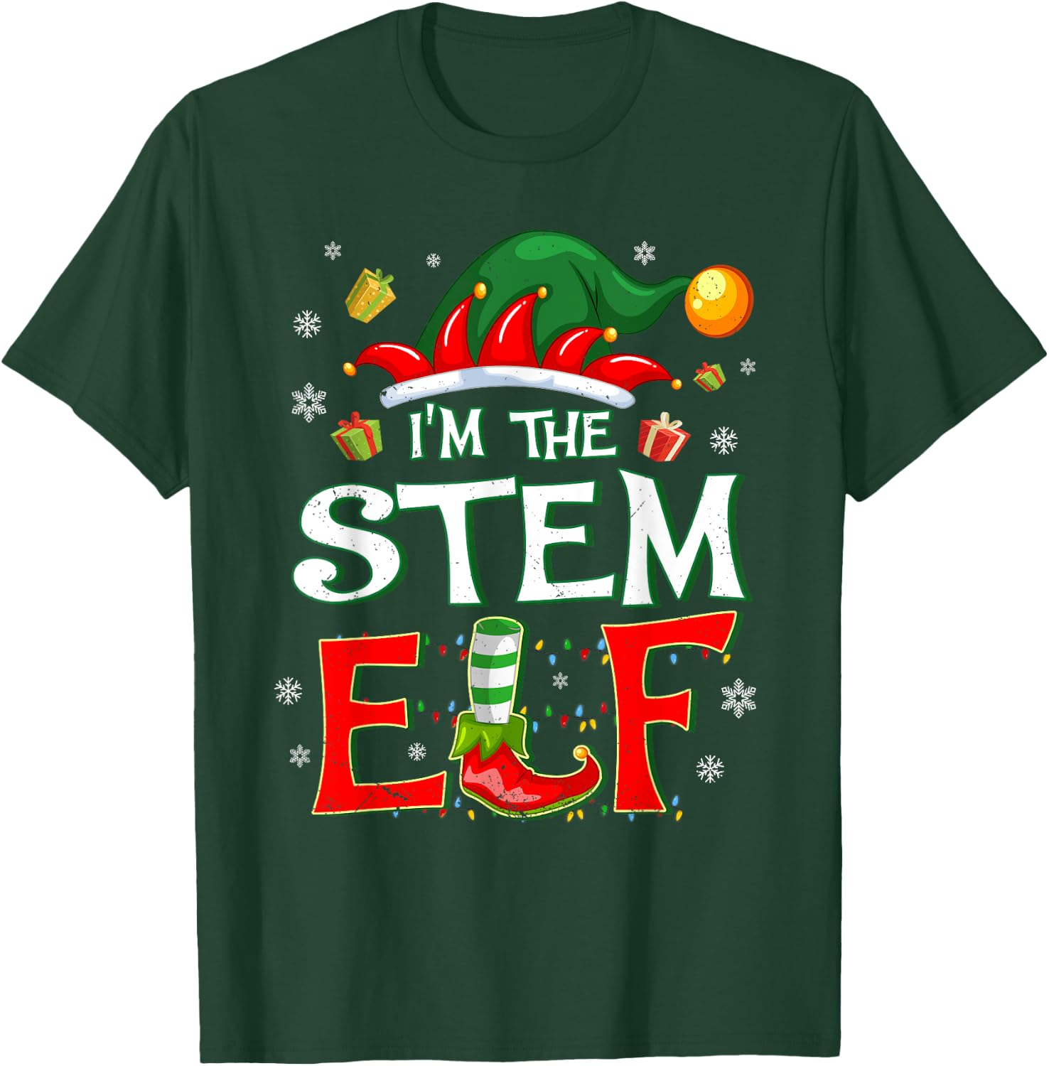 Im The STEM Elf Fun Christmas STEM Teacher Men Women Kids T-Shirt - T-Shirt | Forest