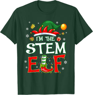 Im The STEM Elf Fun Christmas STEM Teacher Men Women Kids T-Shirt - T-Shirt | Forest
