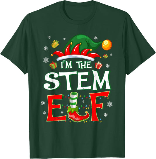 Im The STEM Elf Fun Christmas STEM Teacher Men Women Kids T-Shirt - T-Shirt | Forest