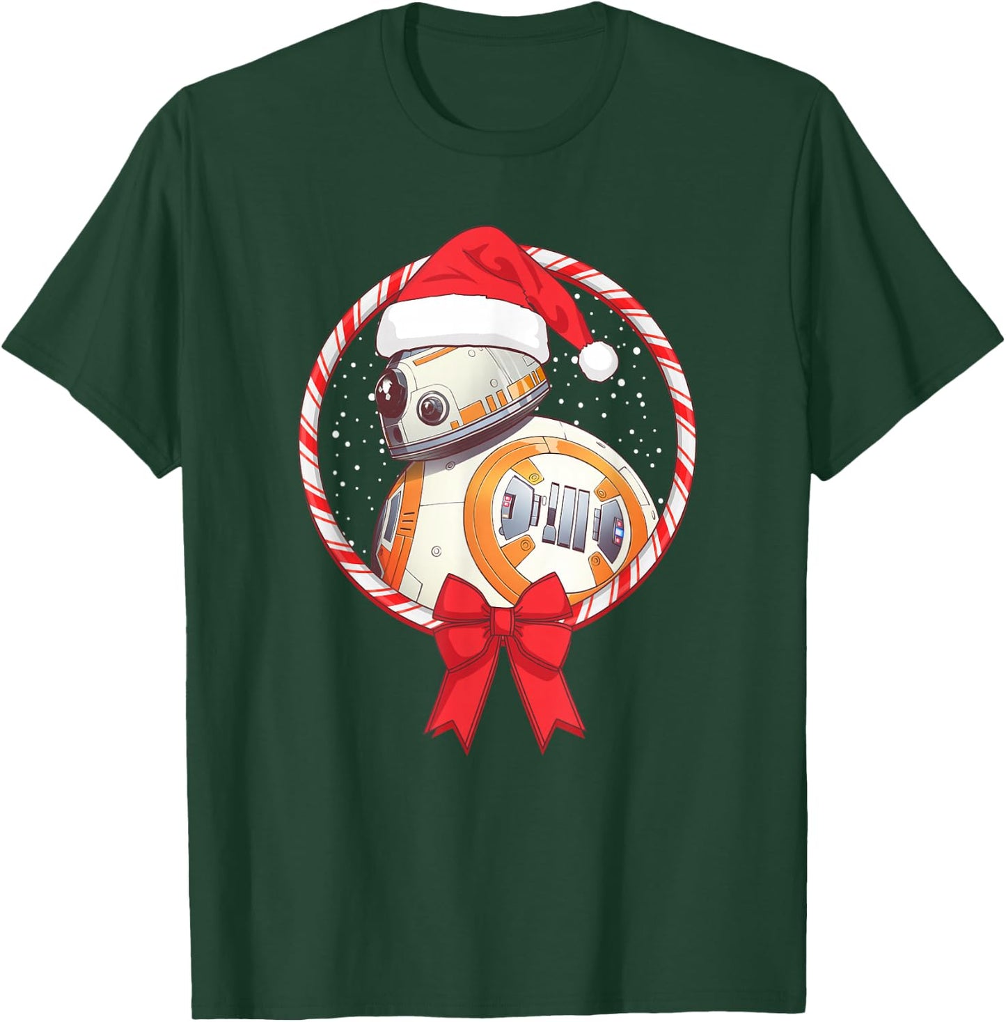Star Wars Christmas BB-8 Santa Candy Cane Circle T-Shirt - T-Shirt | Forest