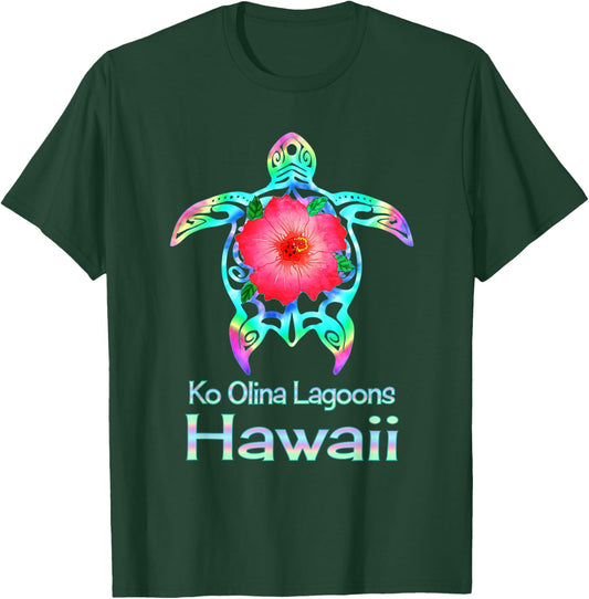 Hawaiian Colorful Sea Turtle Ko Olina Lagoons Hawaii T-Shirt - T-Shirt | Forest