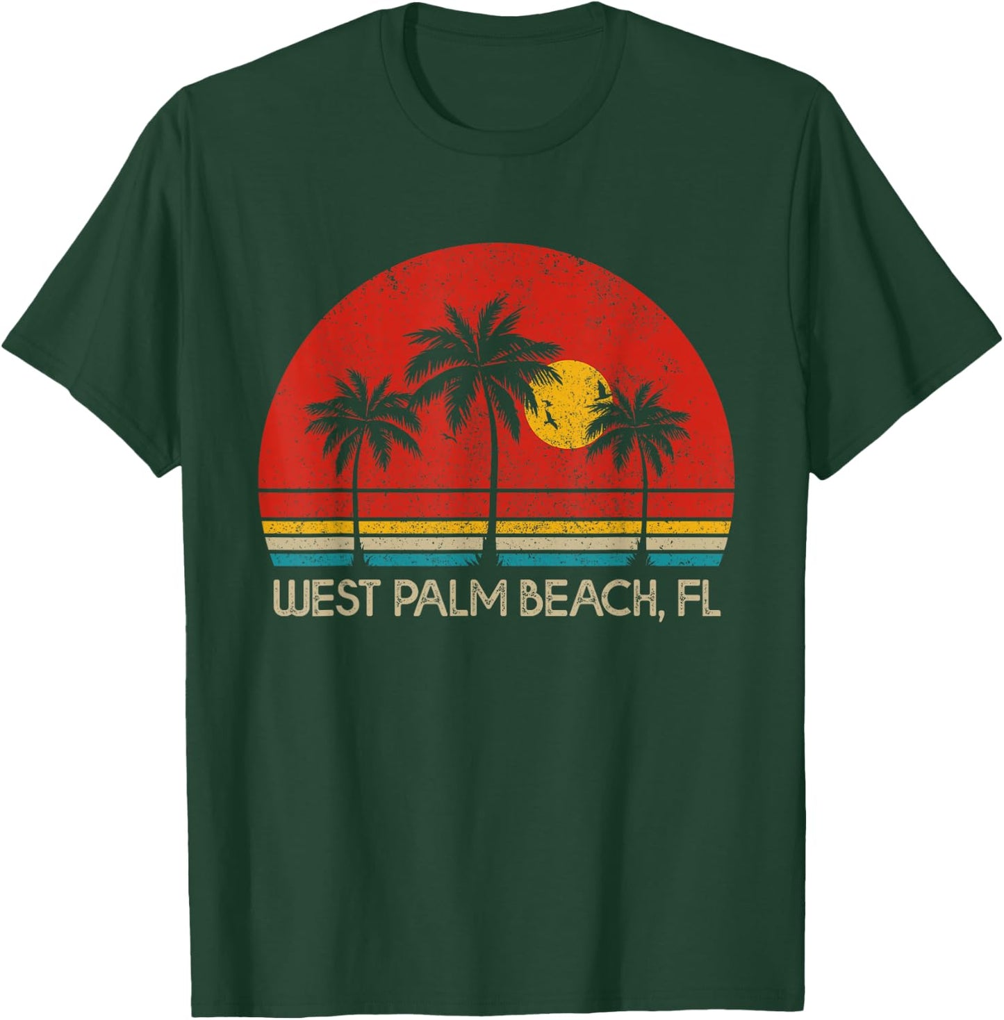 West Palm Beach Florida FL Surfer Retro Vintage T-Shirt - T-Shirt | Forest