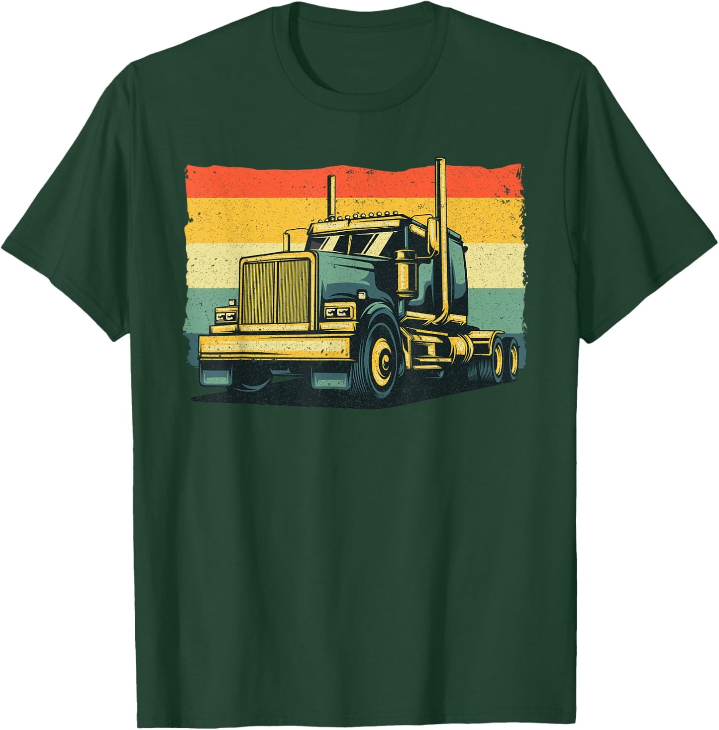 Vintage Trucker Art Women Kids Trucking Truck Lovers T-Shirt - T-Shirt | Forest