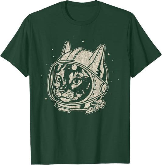 Vintage Astronaut Cute Cat Cat Lover T-Shirt - T-Shirt | Forest