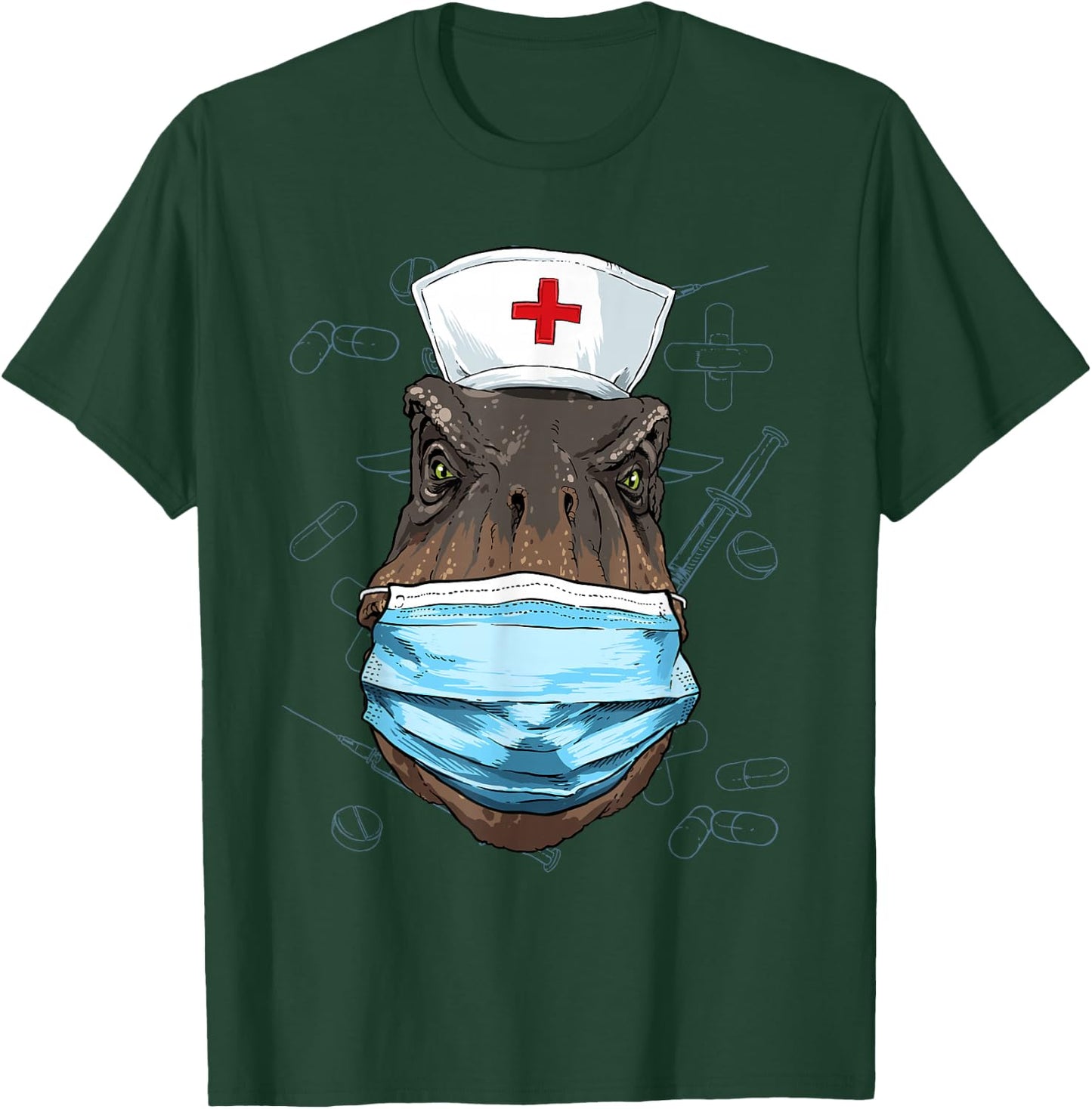 Hospital T Rex ER Nurse RN LPN Nurse Life Dinosaur Lover T-Shirt - T-Shirt | Forest