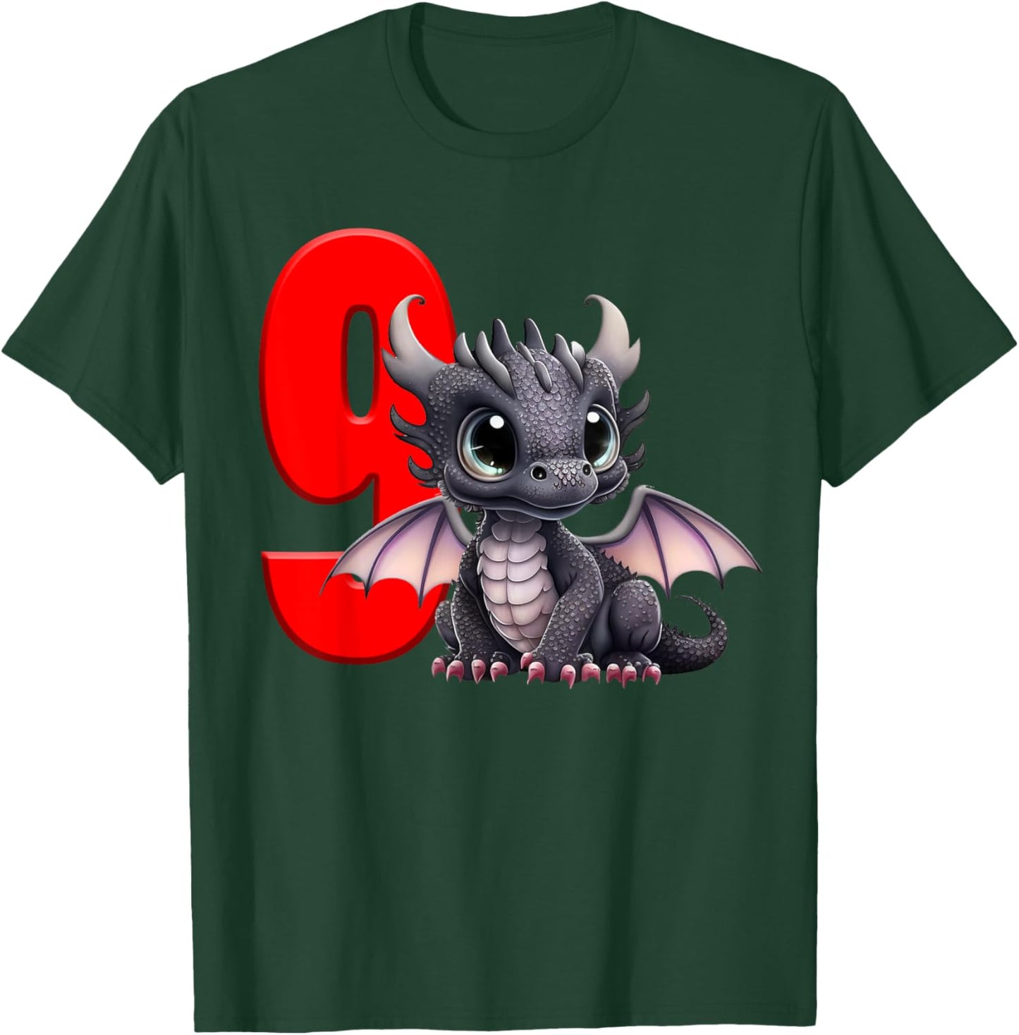 9th Birthday Shirt Dragon Party Birthday Boy Red Kids Nine 9 T-Shirt - T-Shirt | Forest
