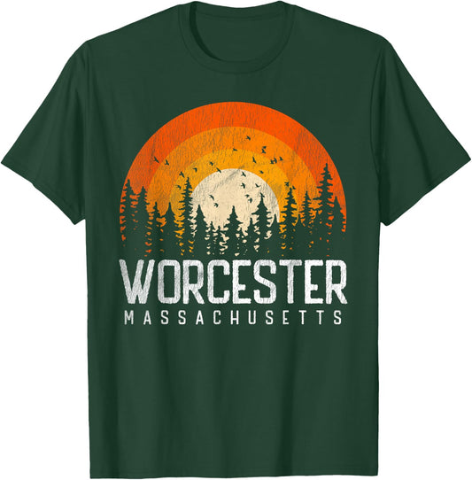Worcester Massachusetts MA Shirt Vintage 70s 80s Retro Gift T-Shirt - T-Shirt | Forest