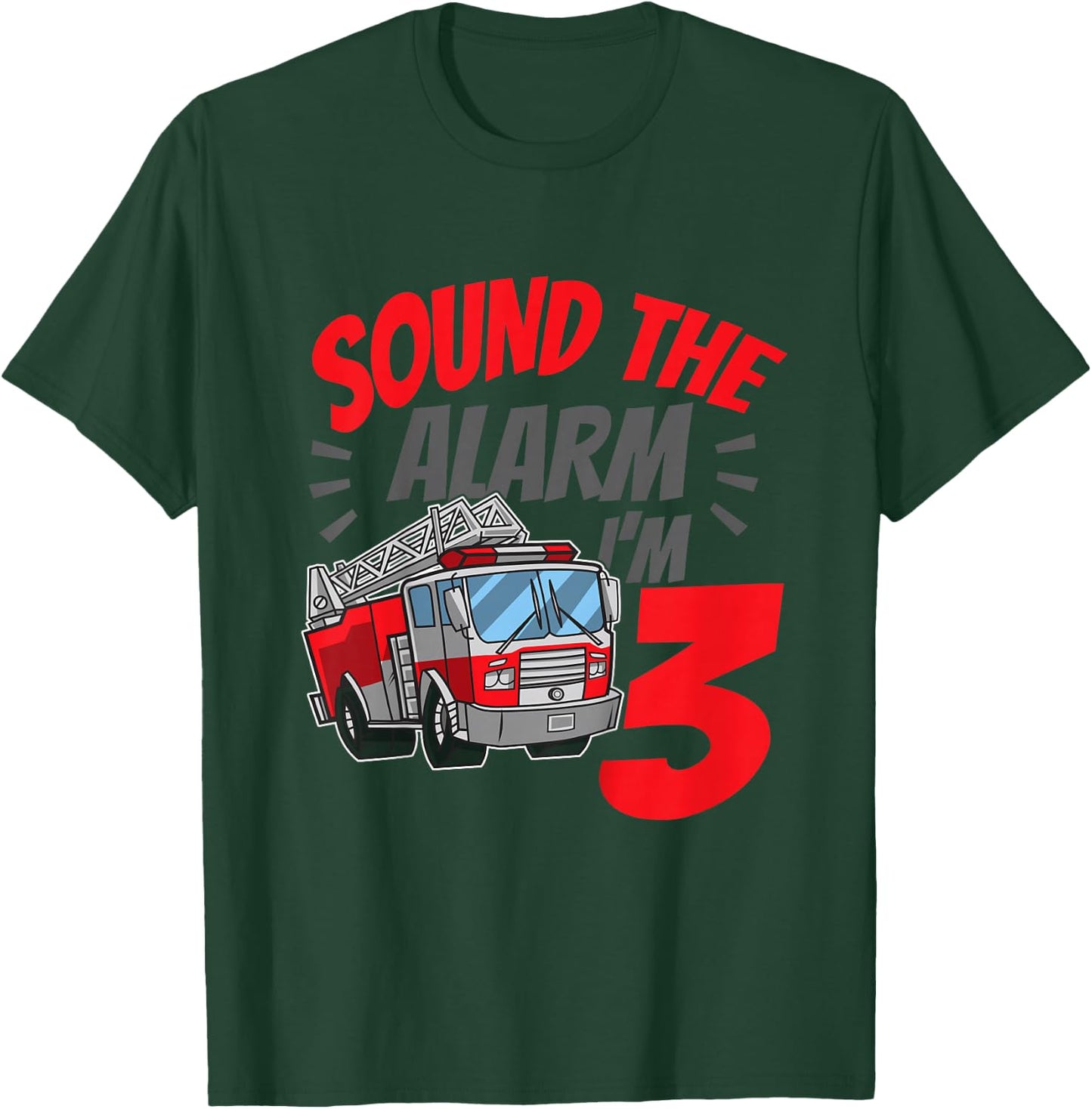 Kids Firefighter I'm 3 Birthday Fire Truck 3rd birthday T-Shirt - T-Shirt | Forest